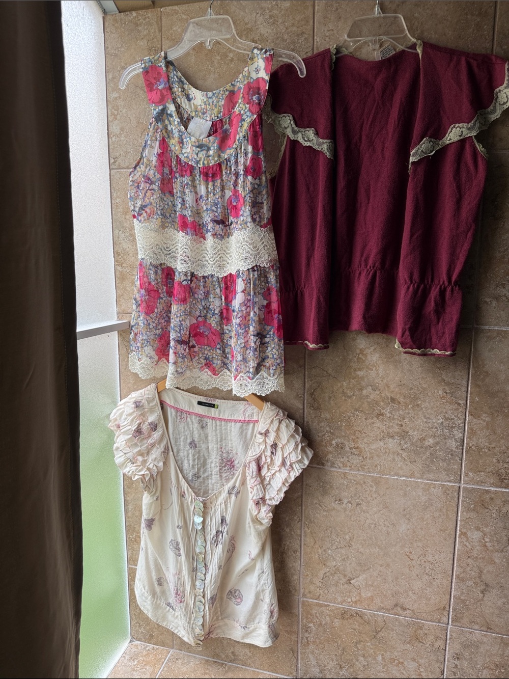 Anthropologie Old School Top Wrap Blouse Wool Silk Cotton Mother of Pearl Large